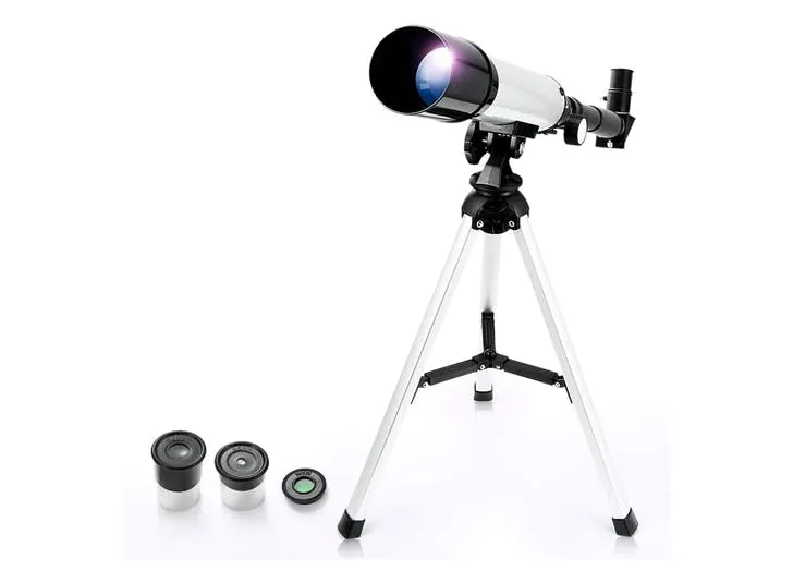 Télescope pour enfants sur trépied blanc avec oculaires interchangeables