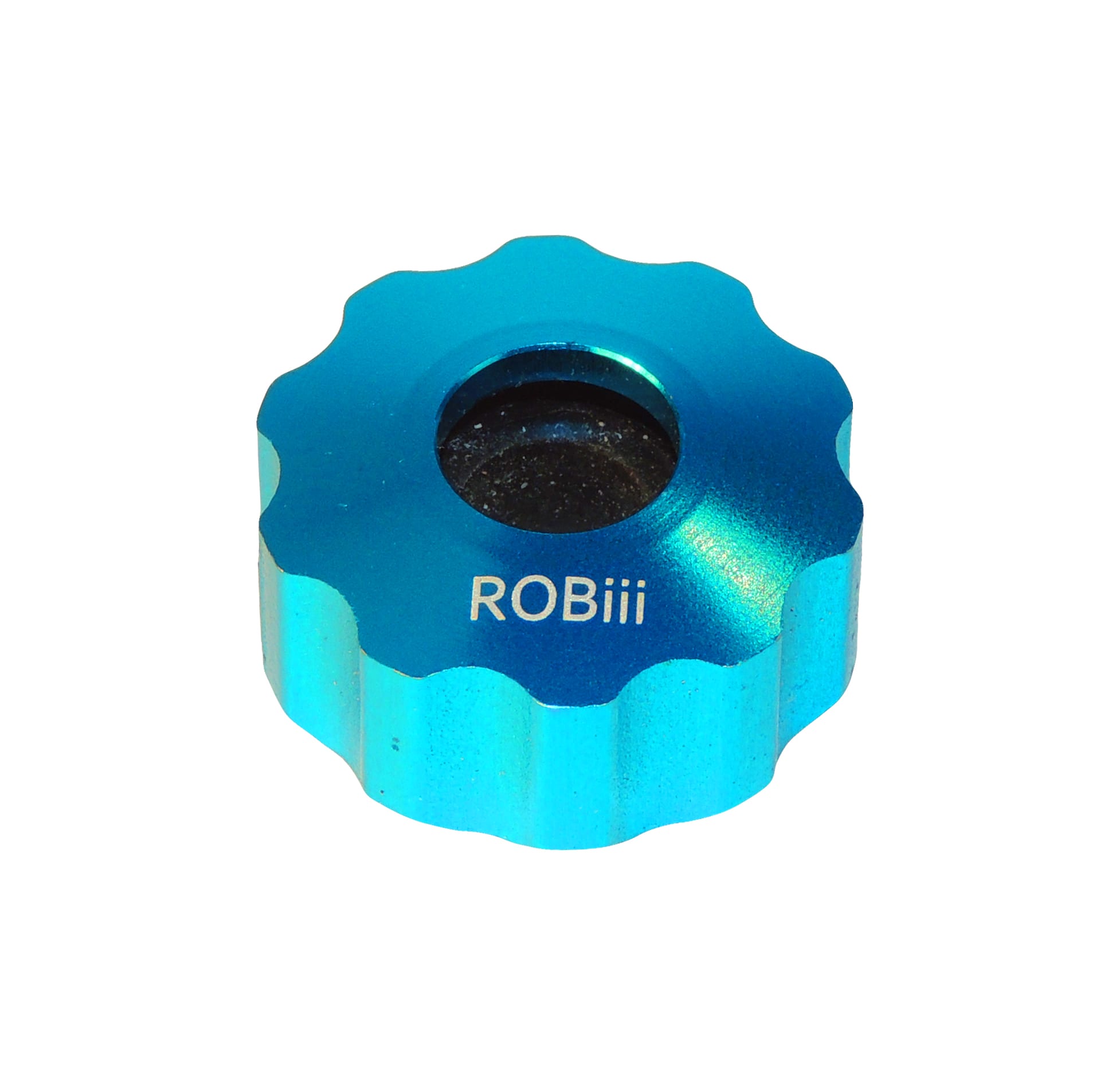 Rolliii bleu, jouet sensoriel roulant signature de Robiii