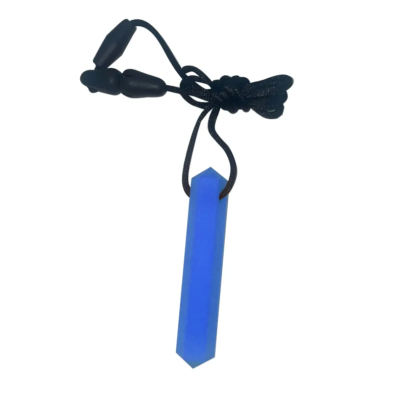 Collier à mâcher Diamant bleu sur cordon noir