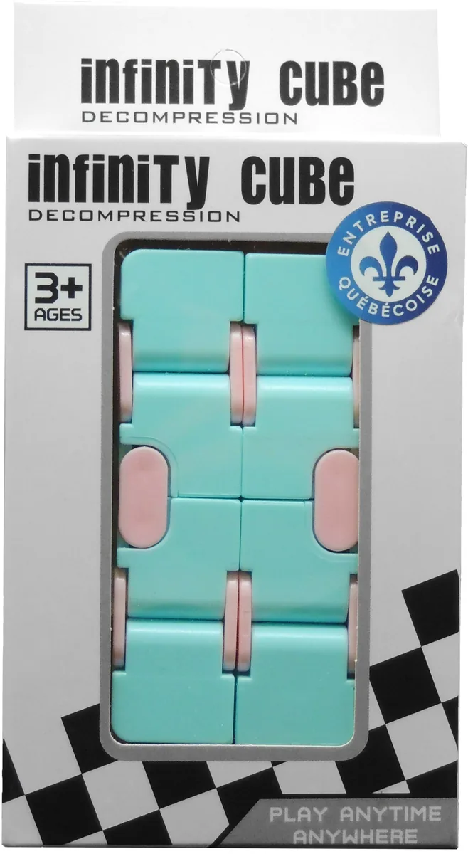 Cube infini bleu dans sa boîte