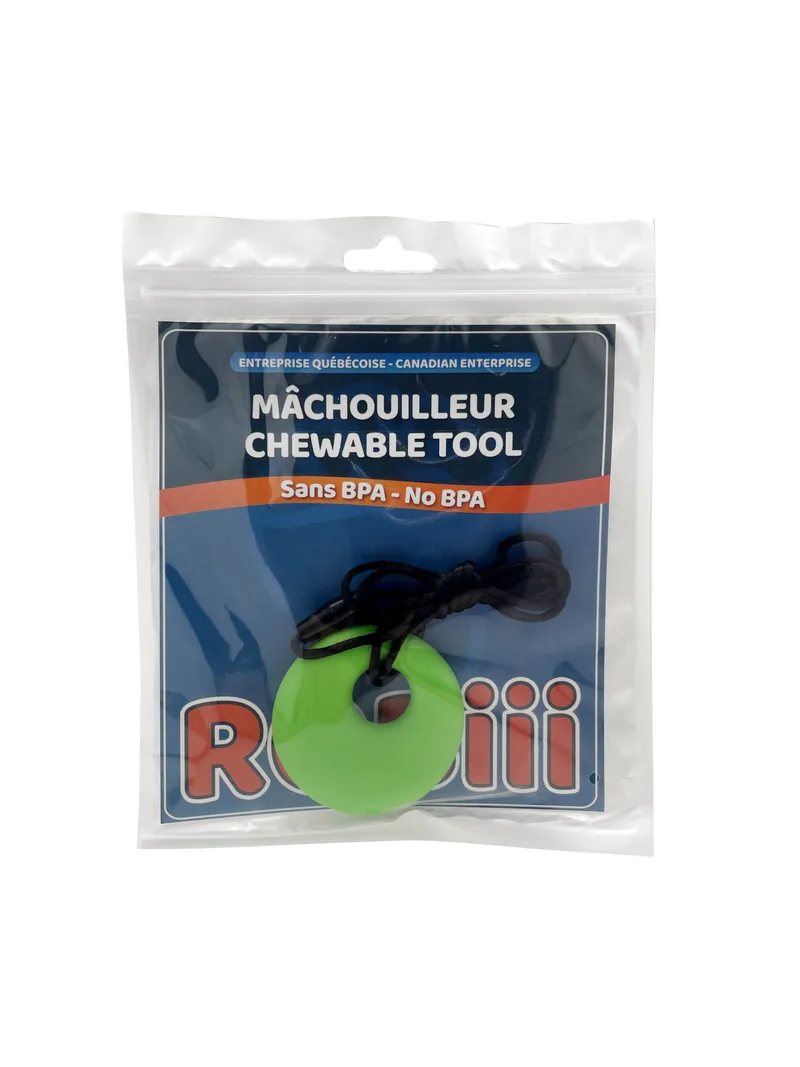 Collier à mâcher Cercle vert dans son emballage Robiii
