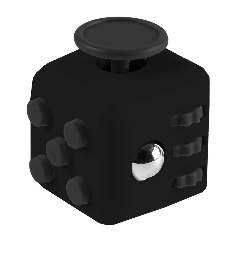Fidget Cube noir avec joystick, boutons et bille