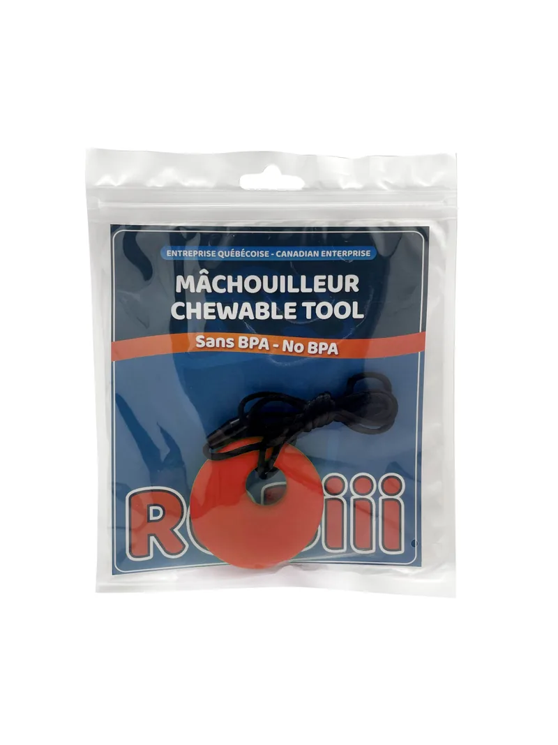 Collier à mâcher Cercle rouge dans son emballage Robiii