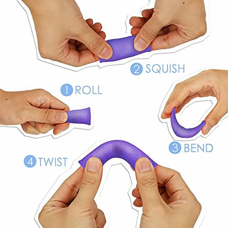 Quatre façons d'utiliser le Tubiii : rouler, écraser, plier, tordre