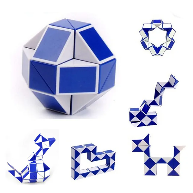 Serpent magique bleu et blanc plié en boule et en plusieurs formes