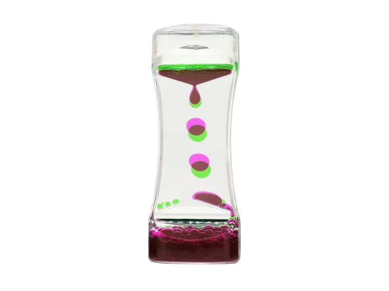 Sablier liquide vert et magenta
