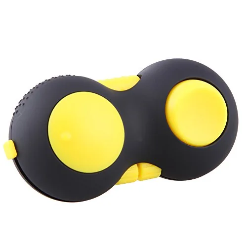 Fidget Pad jaune, face avec la molette et le gros bouton
