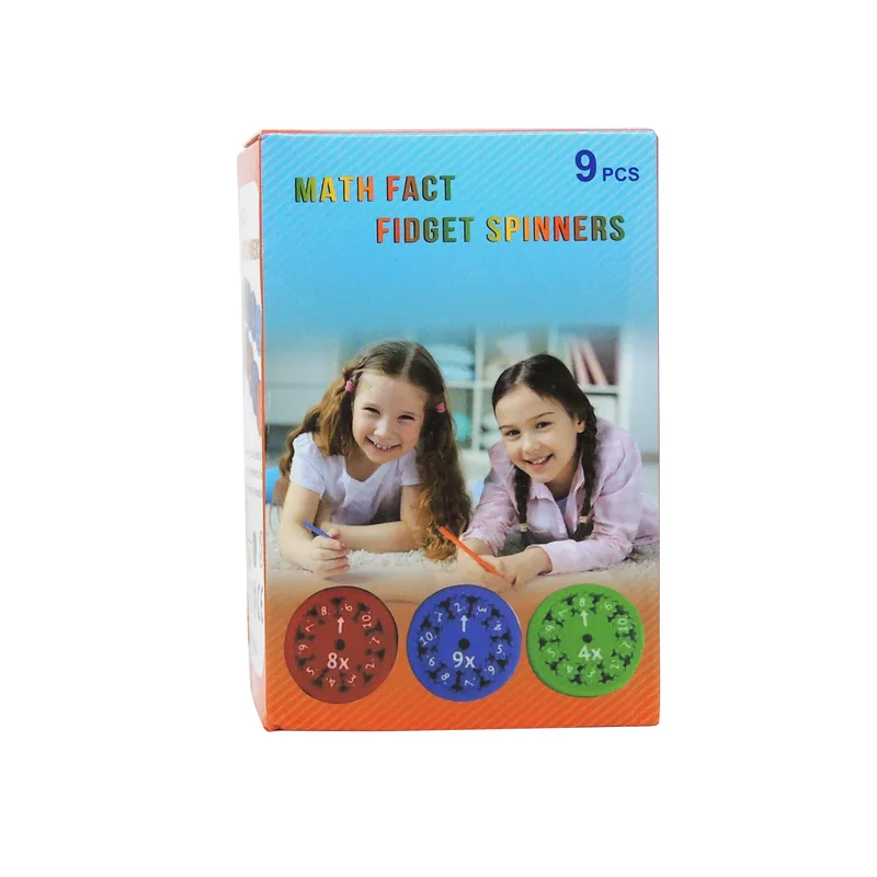 Face avant de la boîte de 9 toupies mathématiques
